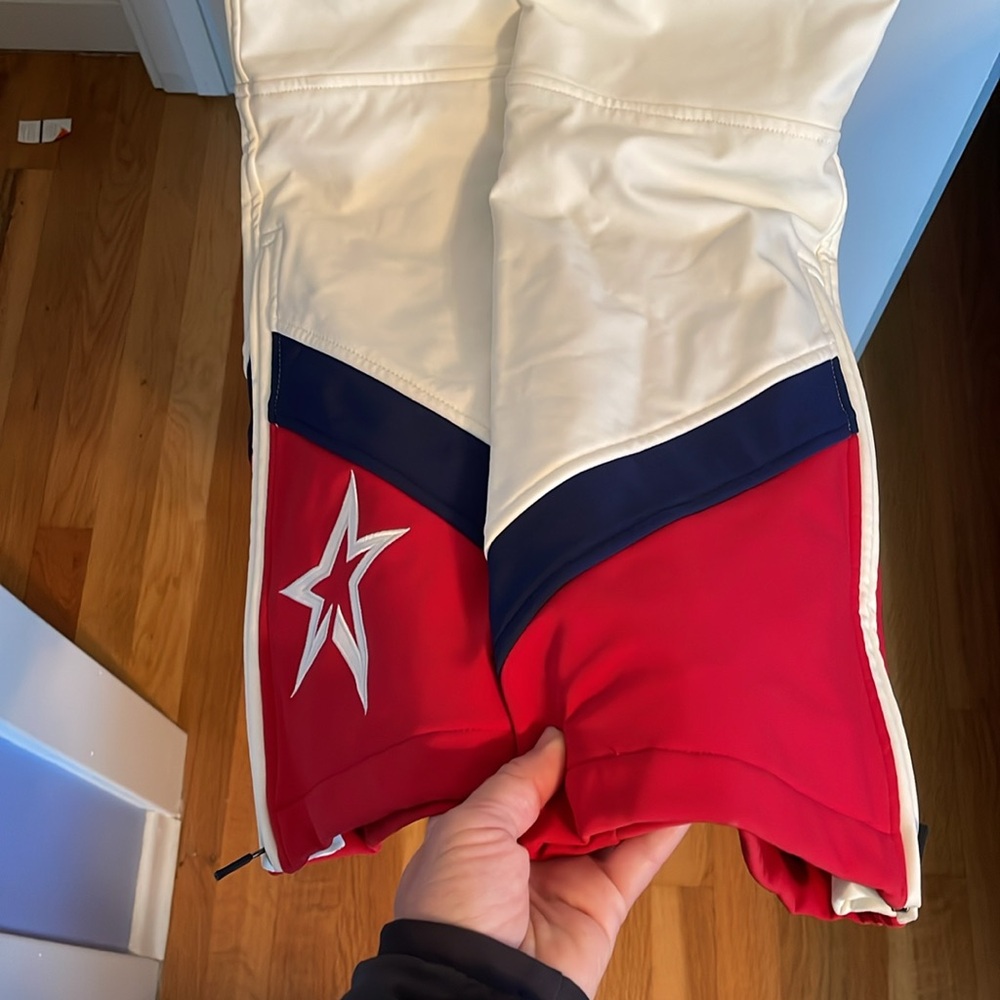 💫Perfect Moment Allos One Piece Ski Suit Snow White/Navy/Red—Medium 💫Like New - Picture 12 of 16